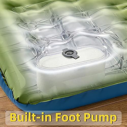 Green ultralight thick inflatable sleeping pad — photo 5