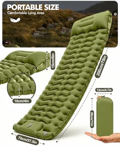 Olive green sleeping pad with foot pump — photo 3