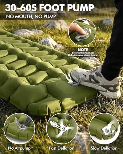 Olive green sleeping pad with foot pump — photo 5