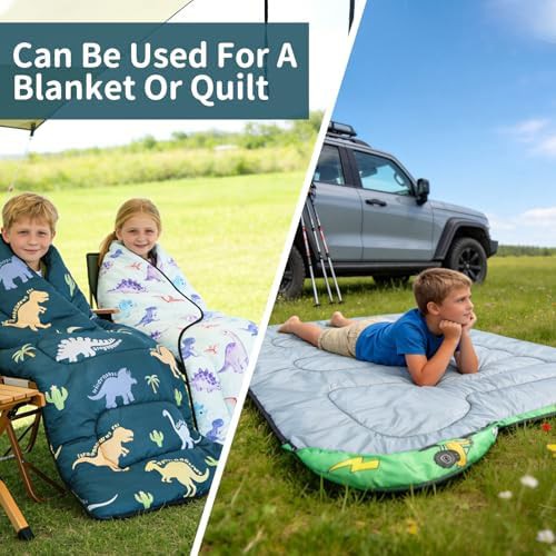 Green dinosaur kids three season sleeping bag — photo 5