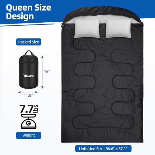 Warm double sleeping bag with two pillows — photo 4
