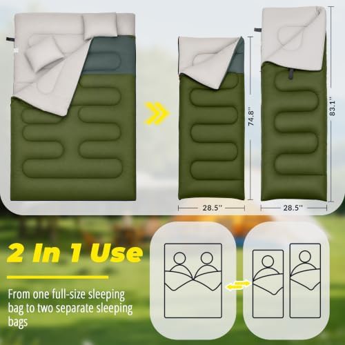 Green double sleeping bag for three seasons — photo 3