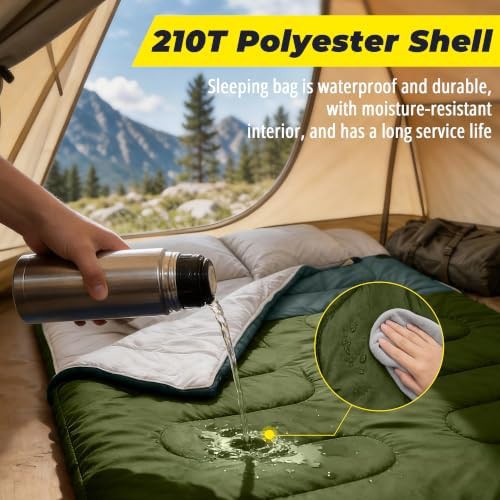 Green double sleeping bag for three seasons — photo 4