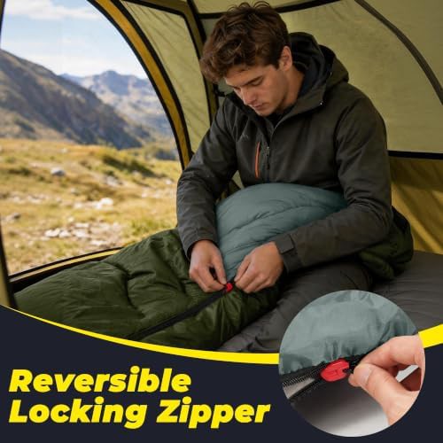 Green double sleeping bag for three seasons — photo 5